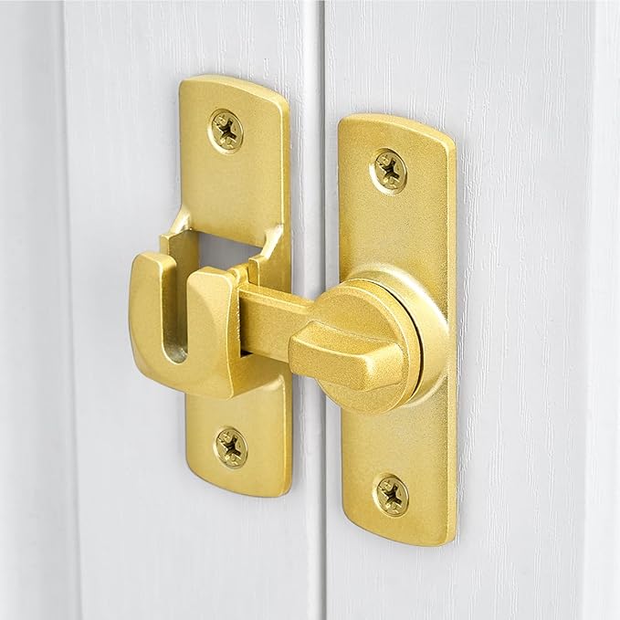 Gold 90/180 Degree Flip Lock,Aluminum Alloy Barn Door Latch | Right Angle Door Lock Latch,Sliding Door Latches,Flip Gate Latches,for bedroom,garage,drawer,cabinet,window,pet enclosures - Image 5