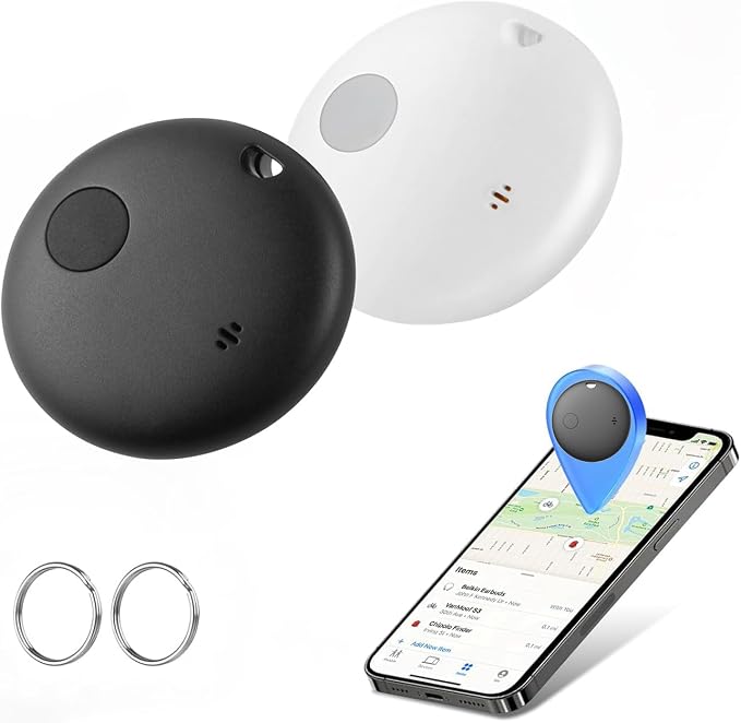 Air Tracker Tags 2-Pack, Waterproof IP67 | 90dB Loud, Bluetooth Tracker Works with Apple Find My (iOS only), Tracker Tag Locator for Keys,Luggage,Backpack etc by Luubom