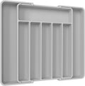 Aujen Silverware Drawer Organizer, Adjustable Utensil Cutlery Tray | Expandable Kitchen Organizer for Forks Knives, Multipurpose Kitchen Storage, Apartment Essentials, Light Grey, Large by AUJEN