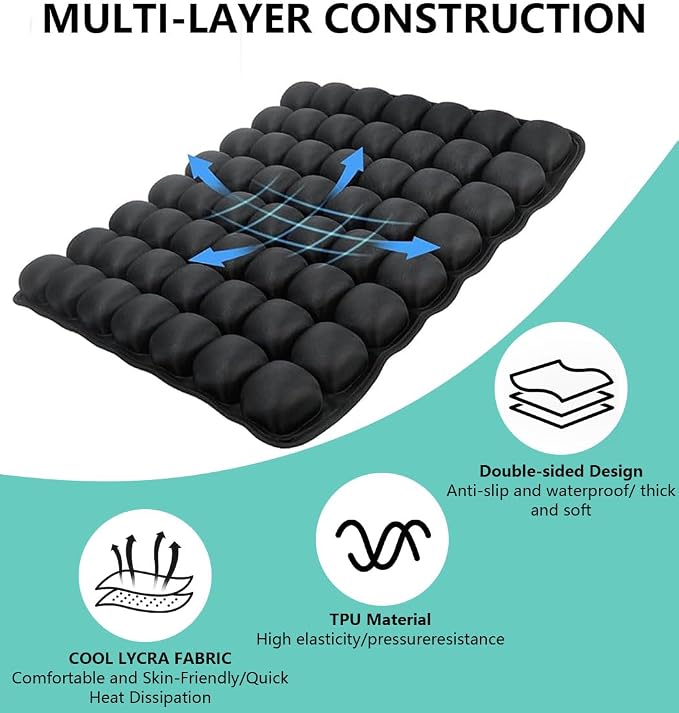 Sondur Travel Cushion, Portable Airplane Seat Cushion for Long Flights 3D Air Cel Inflatable Seat Cushion for Air Travel with Air Pump for Car,Office,Stadium,Ergonomic Comfort Support,Heavy Duty - Image 5