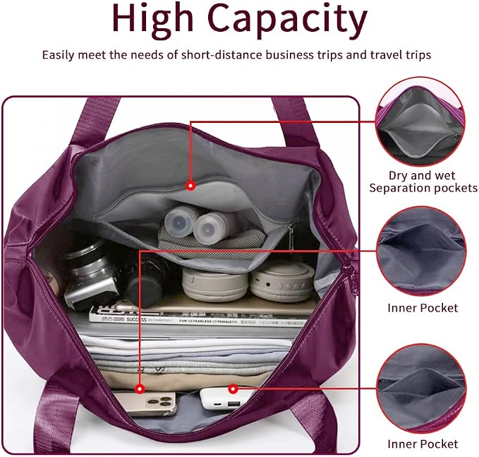Large Capacity Foldable Travel Bag | Expandable Portable Carry on Bag Dry&Wet Separation Sports Duffel Bag - Image 4