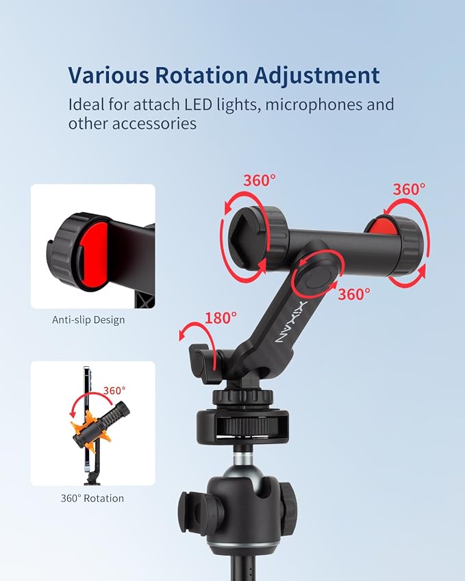 Lightweight Universal Phone Tripod Mount Adapter with 1/4" Screw and Cold Shoes, 360° Rotates Adjustable Smartphone Clamp Holder, Compatible with iPhone/Samsung/Andriods/Camera for Photography - Image 6