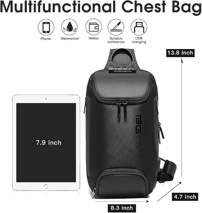 BANGE Men's Sling Backpack - Waterproof Crossbody Bag, Multi-Purpose Shoulder Bag - Image 7