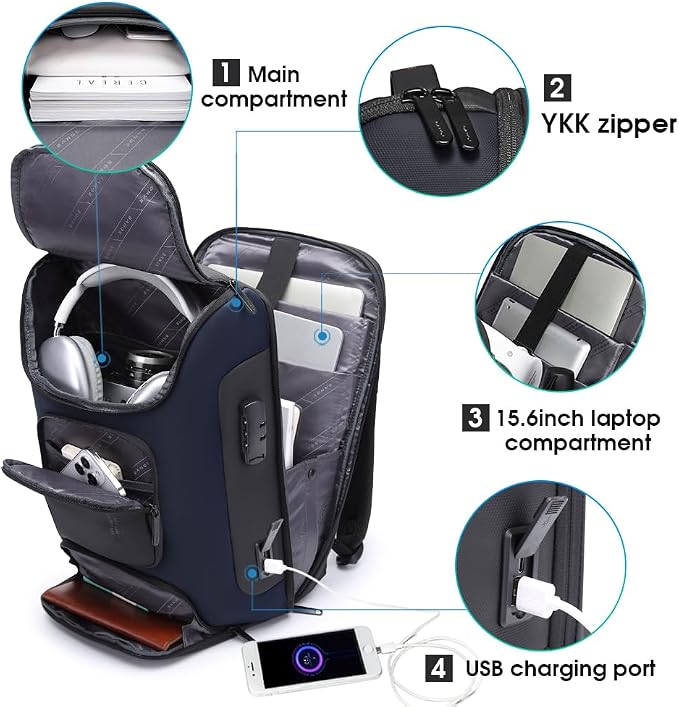 BANGE Anti Theft Backpack,Slim Laptop Backpacks Fit for 15.6 INCH，Business Backpack with USB Charging Port,Men Travel Backpack for Men and Women - Image 2