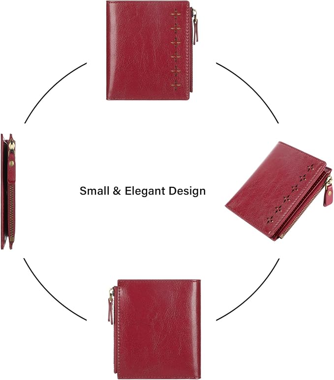 Ultra Thin Small Compact Leather Womens Girls Wallets RFID Blocking Credit Card Holder for Women - Image 6
