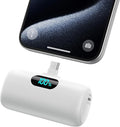 Mini Portable Charger USB C Power Bank,5000mAh PD Fast Charging Battery Pack Built-in USB-C Connector Travel Essential for iPhone17/Pro/17Pro Max/16e/Air/16 Plus/16Pro Max/15 All Series,Android White by HETP