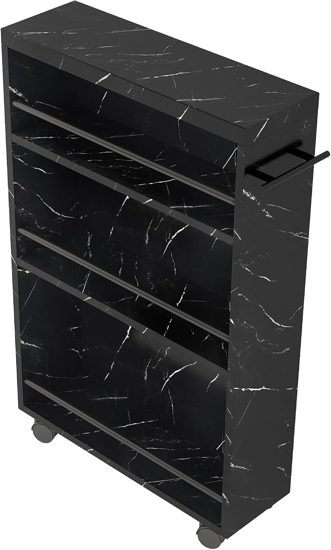 Tribesigns Slim Storage Cart, Rolling Narrow Kitchen Cart on Wheels for Small Place, 4-Tier Slide Out Slim Utility Cart Skinny Laundry Cart with Handle for Kitchen, Bathroom, Laundry (Contemporary) - Image 8