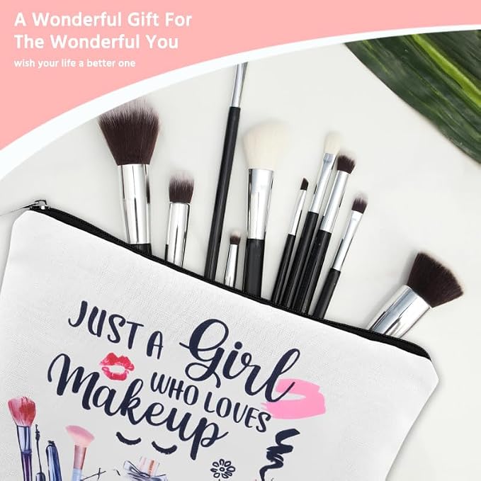 Sisadodo Makeup Tool Storage Bag for Women Just A Girl Who Loves Makeup Bag with Zipper Cosmetic Bags for Makeup Artist Toiletry Bag Make Up Case for Girls Make Up Lover Bags Pouch for Travel - Image 3