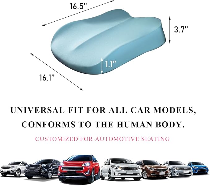Car Seat Cushion, Comfort Memory Foam Car Cushion, Non-Slip Auto Booster Seat Cushion for Improve Driving Vision, Suitable for Vehicles Trucks SUVs Car Accessories (Blue) - Image 2