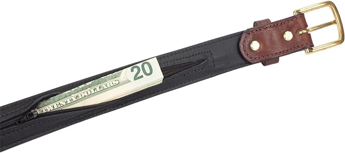 Hidden Money Belt for Travel for Men, Genuine Leather Belt with Hidden Zipper Pocket & Secret Storage - Image 2