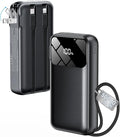 Portable Charger 50000mAh, Power Bank with Built-in Cables & Wall Plug | Fast-Charging, Ultra-High-Capacity Battery Pack for Travel Essential, for iPhone, Samsung, Google Pixel, and iPad-Black by LHUOED