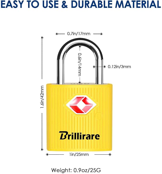 4 Pack TSA Approved Luggage Locks with Keys, Travel Padlock, Zinc Alloy Waterproof Keyed Lock, TSA Outdoor Metal Lock for Lockers, Bags, Backpack, Gym, Gate-Yellow - Image 2