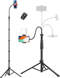 Phone Tripod Stand, 84" Tall Flexible Cellphone Tripod for iPhone with Gooseneck Remote by Victiv