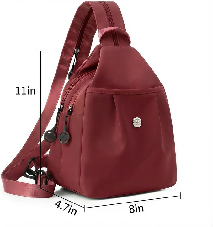 Waterproof 2-Way Mini Commuter Bag, Multi-Compartment Oxford Small Backpack, For Women, Collegeman, Commuter, Travel with Anti-Theft,Three in One Multifunctional Convertible Design (Orange) - Image 2