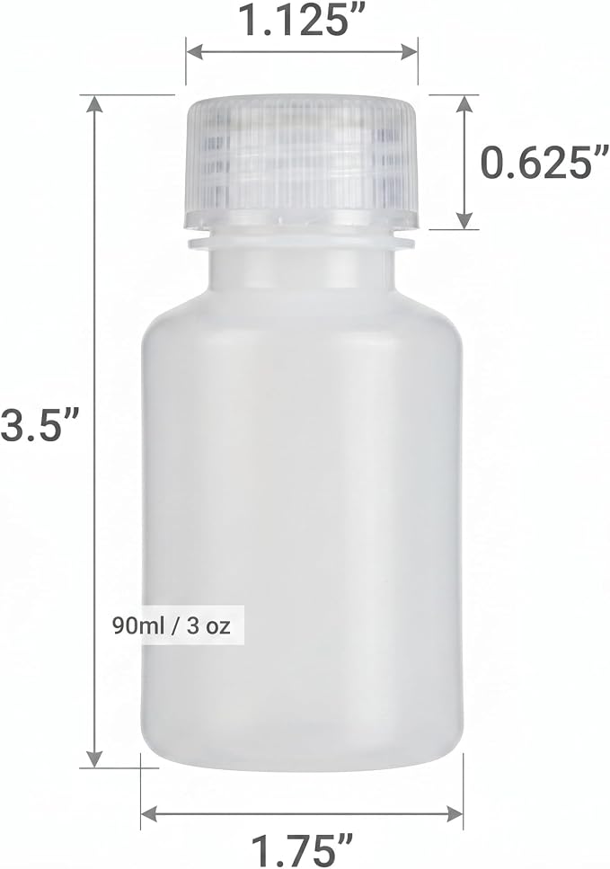 United Scientific™ HDPE Travel Bottles for Toiletries, 90ml (3oz), 6-Pack | TSA Approved Narrow Mouth Containers, Travel Size, Leakproof, Resists Knocks and Drops, Stands Upright in Bag, Reusable - Image 4