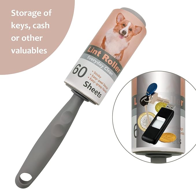 Keep Your Secret- Lint Roller for Diversion Safe-Hidden Compartment for Keys, Cash and Valuables(Dog) - Image 5