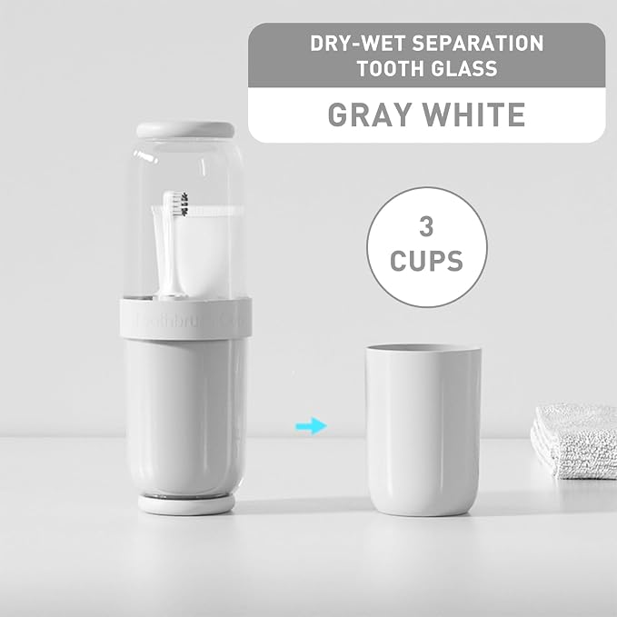 Toothbrush Cup with Cover, Travel Toothbrush Case Portable Toothbrush Holder for Traveling Business Camping School Bathroom (Grey) - Image 3