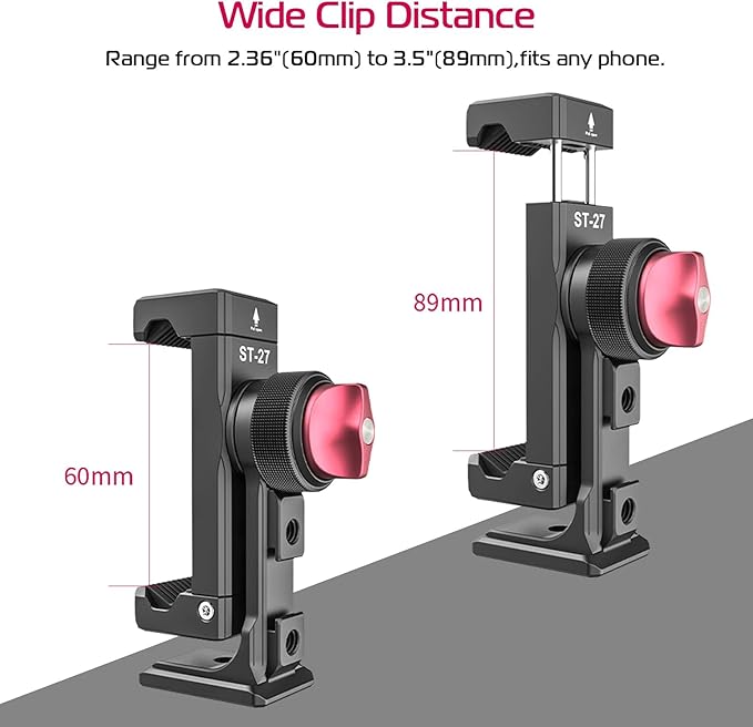 ULANZI ST-27 Metal Phone Tripod Mount, 360° Phone Holder for Tripod w 3 Cold Shoes & Arca Port, Versatile Smartphone Adapter for iPhone 17 16 15, Desktop Tripods, and Live Streaming/Vlogging Setup - Image 5