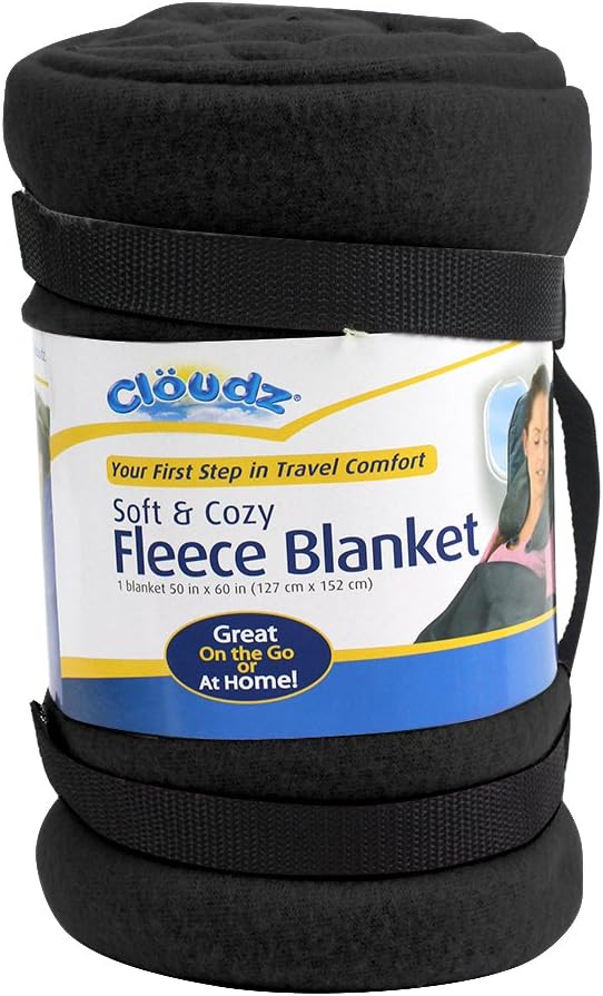 Cozy Fleece Airplane Travel Blanket for Your Flight, Car, Camping, Home or Comforting Warmth Anywhere! - Black - Image 2
