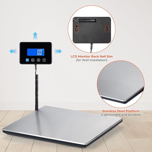 MUNBYN 660lb/1.8oz Shipping Scale, Digital Postal Scale for Packages | Hold & Tare Function, Backlit LCD, Battery & USB Cable Included, For Small Business, Luggage, Home Office - Image 8