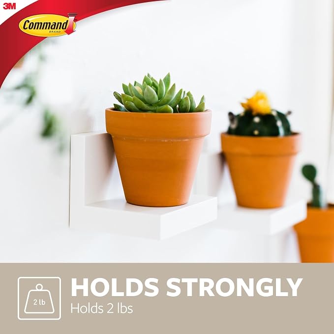 Command Display Ledges, Holds up to 2 lb, Quartz, 2 Ledges with 8 Medium Strips, Damage-Free Hanging Floating Shelf with Adhesive Strips, Personalize Living Room, Bedroom, Kids Room or Office - Image 4