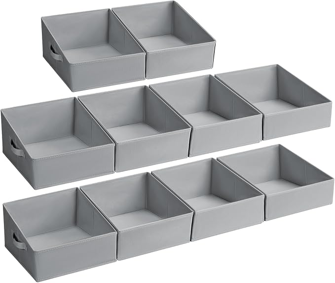 DIMJ Closet Storage Bins 10 Pack - Fabric Storage Baskets for Shelves, Collapsible Clothes Organizer with Handles, Trapezoid Shelf Organization Storage Cubes for Purse, Toys, Books, Towel, Clothes by DiMJ