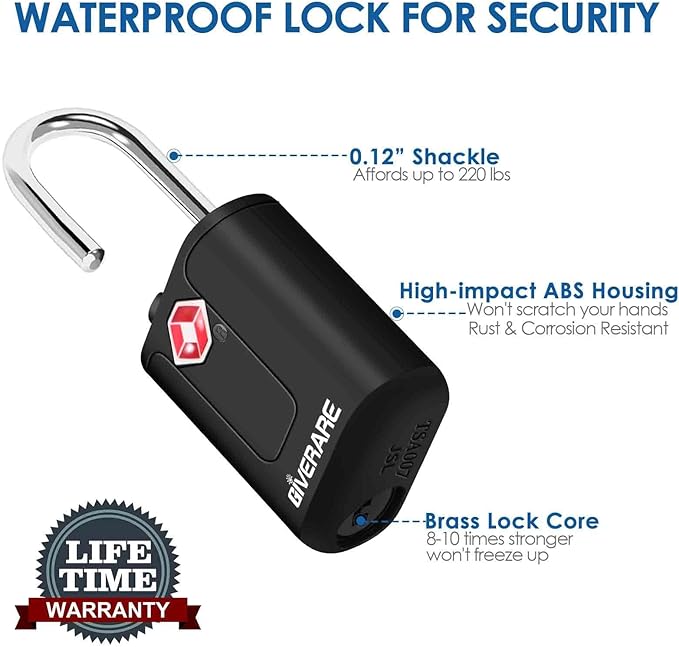 4 Pack TSA Approved Travel Luggage Locks with Keys, Keyed Suitcase Padlock, Zipper Small Locks, TSA Accepted Compatible Padlocks for Suitcase, Backpack, Gym Locker, Jewelry Box, Anti Theft-Black - Image 5