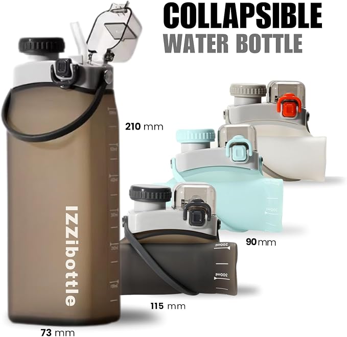 Collapsible Lightweight Silicone Water Bottle (600ml, Brown) | BPA Free, Eco-Friendly, Medical Grade | Leakproof Bottle for Sports, Travel, Hiking, Gym, Outdoor Adventures and Daily Use - Image 2