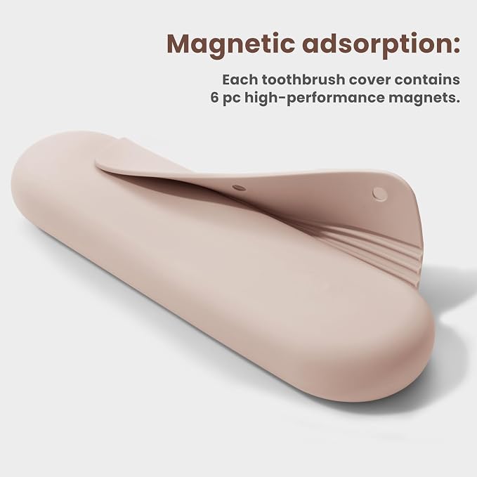 Silicone Electric Toothbrush Travel Case, Manual Toothbrush Travel Cover for Men and Women,Toothbrush Holder for Travel,Gym and More, Fits Most Manual and Electric Toothbrushes - Sand Pink - Image 5