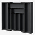 Pipishell Bamboo Expandable Drawer Organizer for Utensils Holder, Adjustable Cutlery Tray, Wood Drawer Dividers Organizer for Silverware, Flatware, Knives in Kitchen, Bedroom, Living Room (Black) by Pipishell