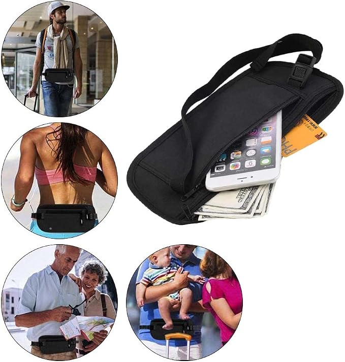 Travel Money Belt, Passport Holder, Fanny Pack for Women Men, Waterproof Travel Wallet Hidden Waist Bag Outdoor Bum Bag for Cash, Credit Card, Travel Documents and Mobile Phone - Image 2