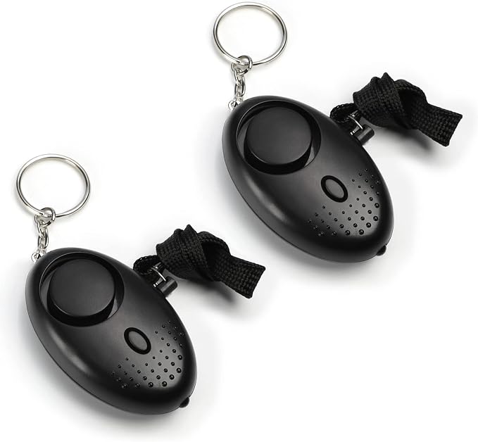 Othmro 2Pcs 120DB Personal Security Alarm Keychains Safe Sound Personal Alarms Emergency Safety Alarm Keychains with LED Lights for Women Men Children Elderly Bags Backpacks Suitcases Black by Othmro