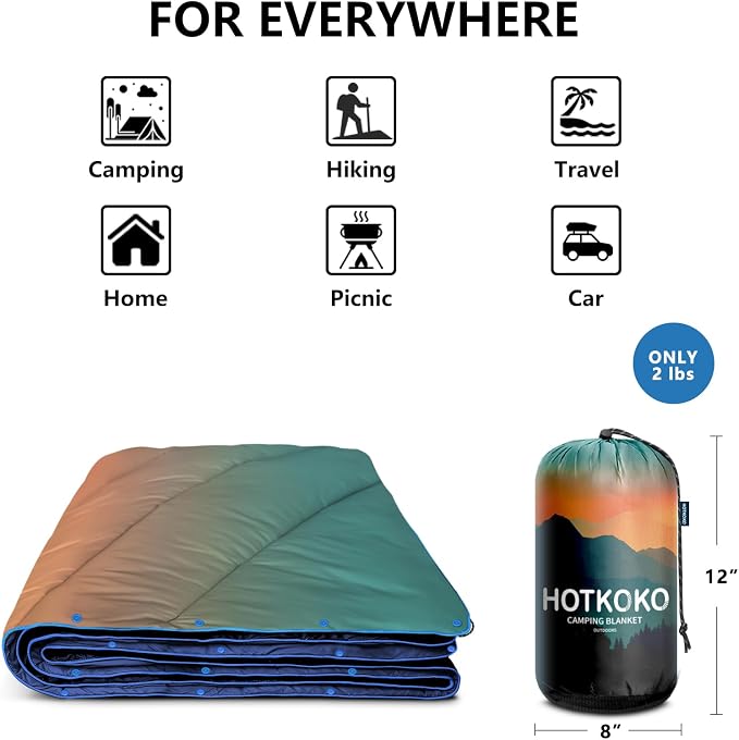 Puffy Camping Blanket,Large Camp Blanket Outdoor Camping Quilt Waterproof | Lightweight Printed Warm Packable Down Alternative Blanket for Camping,Traveling, Stadium, Hiking, Picnics - Image 7