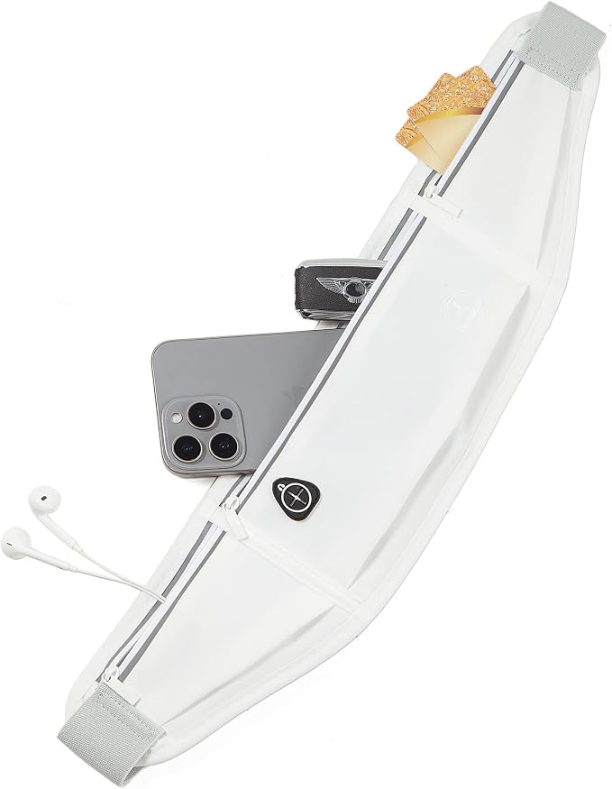 Running Belt Slim Fanny Pack Jogging Pouch Phone Holder Waist Pack - White - Image 4