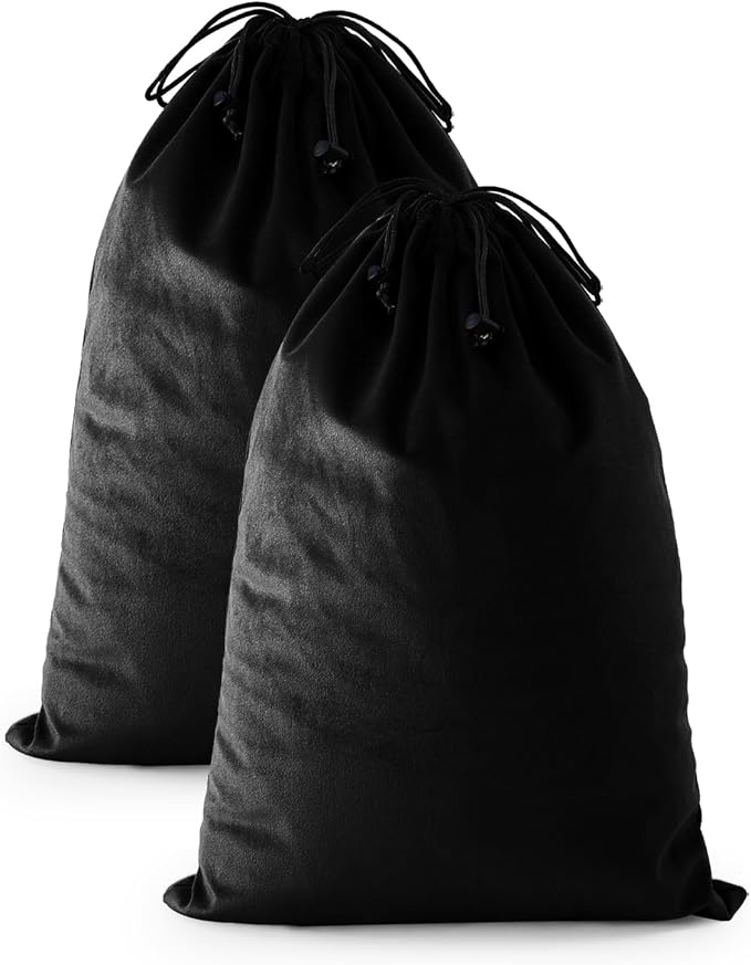 2 Pcs Shoe Bags for Travel, Dust Velvet Bags, Black Beauty, 17.3x12.6 Inch | Washable & Reusable Travel Shoe Bags, Dustproof Shoe Bags with Drawstring Closure, Suitable for Travel, Home Storage by WelcometoFantasyLife