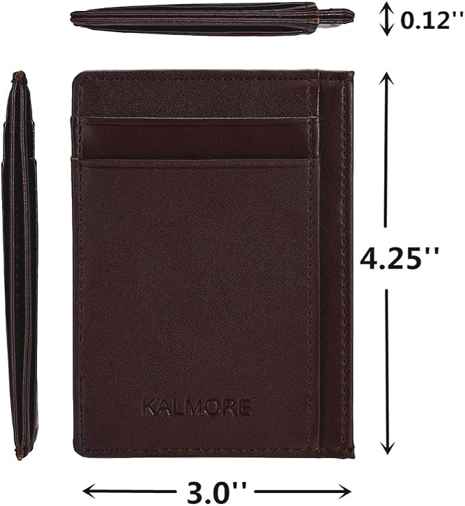 KALMORE womens Credit Holder Genuine Leather Slim Minimalist Card Case Wallet, Black With Id Window - Image 4