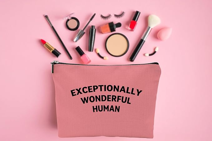 ZUYUROU Inspirational Makeup Bag Exceptionally Wonderful Human Cosmetic Pouch for Travel and Purse Organization Canvas Zipper Case Pink - Image 6
