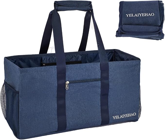 YELAIYEHAO Large Utility Tote Bag, Foldable Collapsible Tote for Storage Pool BeachShopping picnic laundry gym and Luggage by YELAIYEHAO