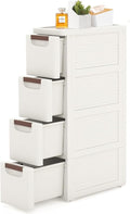 4 Drawers Slim Bathroom Storage Cabinet Dresser, Narrow Plastic Rolling Cart Organizer with Drawers, for Small Spaces, Kitchen, Laundry, Office, Bedroom, White by YABORAS
