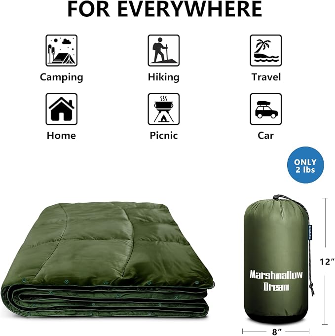 Camping Blanket, Puffy Blanket Lightweight Windproof Water Resistant for Outdoors,Hiking, Backpacking,Beach,Car,Picnic,Stadium - Image 5