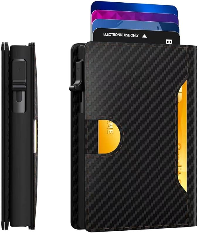 Wallet for Men 8-11 Cards, Smart Pop Up Card Wallet, Anti-Theft Rfid Blocking Wallets With Cash Slots ID Window, Ultra Thin, Front Pocket (Carbon Fiber) by Unknown