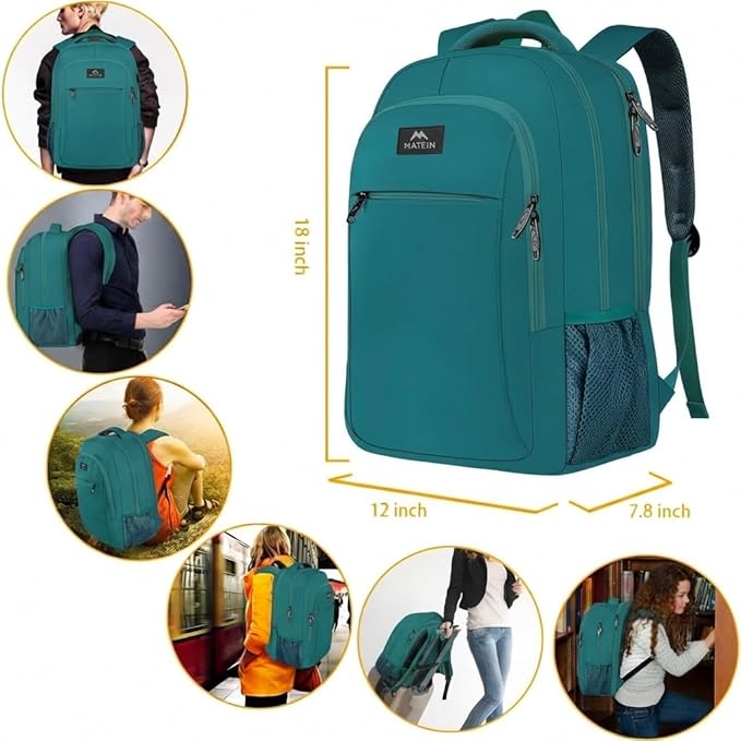 MATEIN Peacock Blue Slim Laptop Backpack, Underseat 15.6 Inch Travel Bag | Anti Theft, Sturdy Water Resistant Daily Rucksack Bag, Work Commute Personal Item Daypack, Gift for Men Women - Image 2