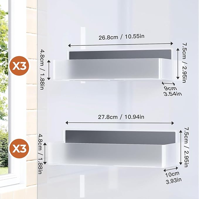 Mystozer Magnetic Spice Rack for Refrigerator, Kitchen Organizer and Storage Shelf, Clear (6 Pack)… - Image 6