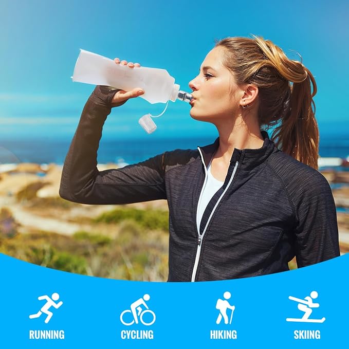 WRELS TPU Collapsible Soft Flask,Lightweight PBA Free Folding Running Water Bottles,Leakproof Durable Hydration Flask for Outdoors (500ml/16.9oz-2 Packs-White) - Image 7