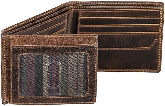 BULL GUARD RFID Blocking Bifold Wallets for Men with 2 ID Windows and 10 Credit Cards Slots Premium Security Full Grain Leather High Capacity Credit Card Wallet by BullGuard