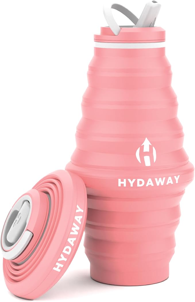HYDAWAY 25oz Collapsible Water Bottle, Packable Leakproof for Travel | Large capacity design. Folds flat for carry-ons, day bags, hiking packs. Leakproof, BPA-free. by HYDAWAY