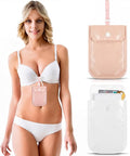 2 Pieces Travel Bra Wallet for Women Hidden Bra Wallet Pickpocket Proof Under Clothes Money Belt Pouch Secret for Passport Money Valuables(4 x 5.4 Inch,White, Pink) by Saintrygo