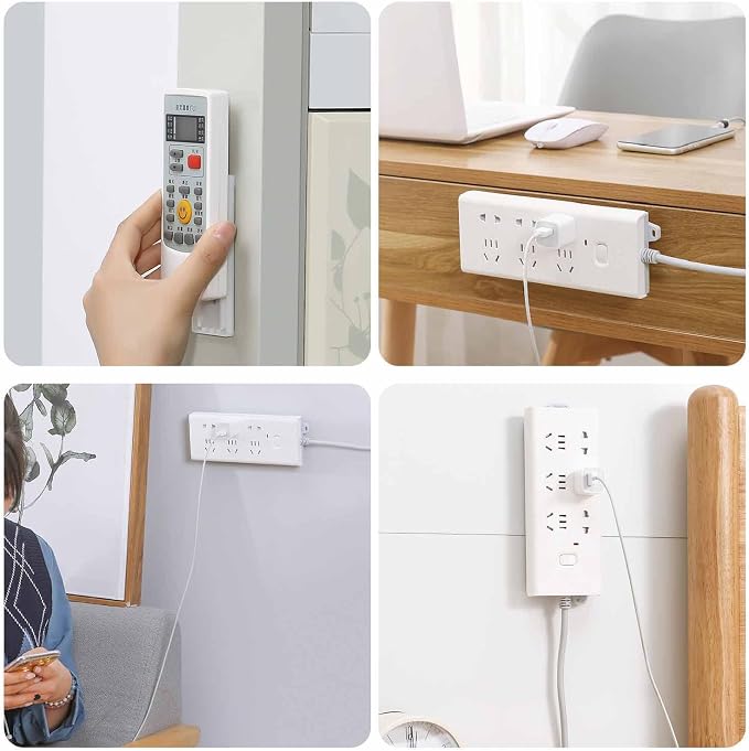 12 PCS Adhesive Punch Free Socket Holder, Self-Adhesive Desktop Socket Fixer, Power Strip Holder Fixator, Wall Mount Cable Management - Image 7
