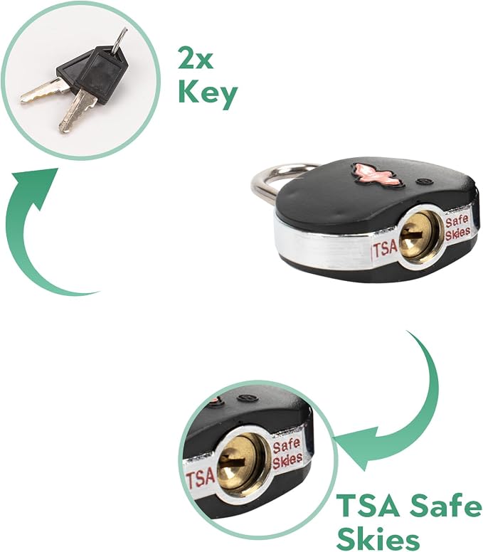 Safe Skies TSA Travel Lock Set 3-Pack – Black with 3 Tags | 3 Black Locks + 3 Tags | Keyed Alike | 2 Keys/Lock | TSA Safe Skies Approved | 90-Day Warranty - Image 3
