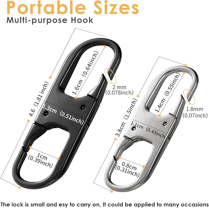 Anti Theft Zipper Lock Backpack Zipper Lock Keep The Zipper Closed, Quick Disconnect Clip Key Holder Add-on Accessory 8PCS 2Sizes (Black/Silver) - Image 4